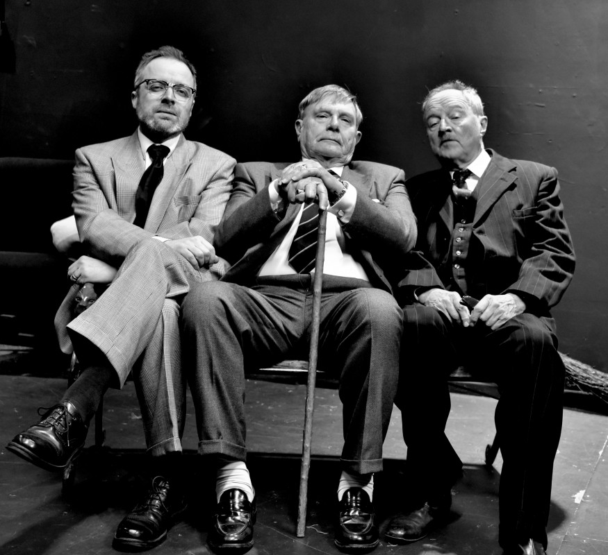 From L to R Stuart Wishart, Colin Young & Patrick Bentley in rehearsal for Heroes