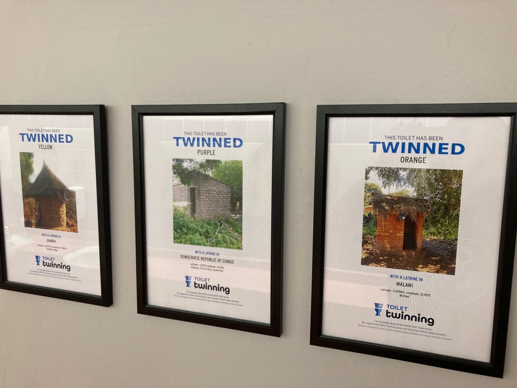 Certificates on display in the ladies toilets.